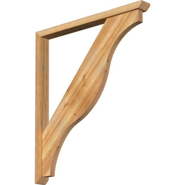 Ekena Millwork Funston Slat Rough Sawn Bracket w/ Offset Brace, Western Red Cedar, 4"W x 42"D x 48"H BKT0402X42X48FST06RWR - main